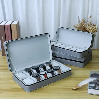 High-End PU Leather Watch Box with Zipper Luxury Jewelry Storage Case