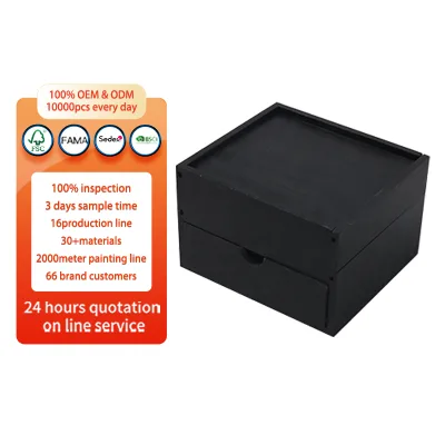 Wooden Packing Box Lid Pull-out Jewelry Storage Container Wooden Storage Case
