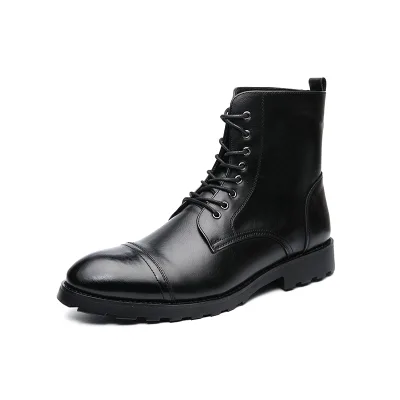 Men Leather Work Boots Steel Toe Cap Anti Slip Sole Comfort Soft Ankle for Winter Autumn Construction Mining and Heavy Industry