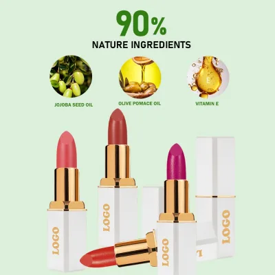 New Design Private Label Velvet Lipstick With White Tube Waterproof Long Lasting Lipsticks Creamy High Quality Lipstick