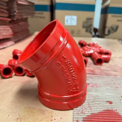 Multi-Size 1-12" Elbow Pipe Fitting 45 Degree 90 Degree Grooved Elbow Ductile Iron Pipe Fitting Grooved Elbow UL FM Approved