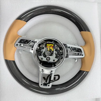 Custom Suede Steering Wheel Red Stitching Carbon Fiber Trim & Drive Mode Switch for Porsche 911 992