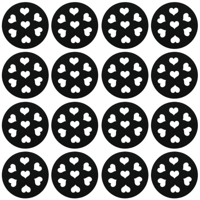 16 PCS Black Cute Cup Coasters Heart Coasters Felt Heart Shaped Coasters