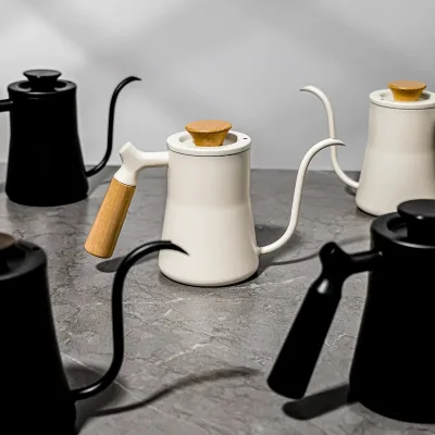 Ready-to-ship Haixin Outdoor Hand-brew Coffee Pot Solid Wood Handle 304 Stainless Steel Body Precise Flow Control Minimalist