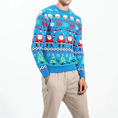 Christmas Jacquard Sweater Knitted Ugly Sweater Pullover Man Xmas Jumper Sweater