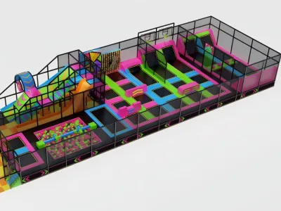 Custom Colorful Amusement Park Facilities Commercial Indoor Trampoline Park Playground with Ninja PVC & Metal ISO9001 Certified