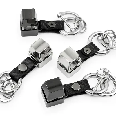 High Quality Custom Logo Waterproof Metal Keycap Keychain with Rotatable 3D Laser Engraving for Promotional Use
