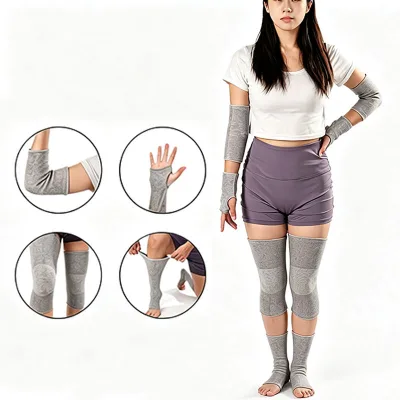 Medical Knitted Bamboo Elastic Sports Protection Bandage Adjustable Knee Support Brace and Sports Elbow Pads