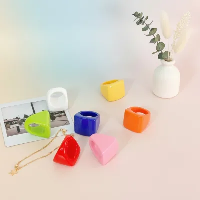 Resin Irregular Geometric Artistic Fashion Ring DIY Candy Arc Ins Wind Jewelry
