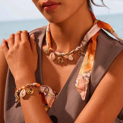 Bandana Silk Scarf Charm Adjustable Tie Statement Gifts Scarf Bandana Necklace Formal Costume