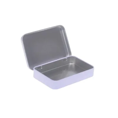 White Color Hinged Cover Medical Tin Box Packaging