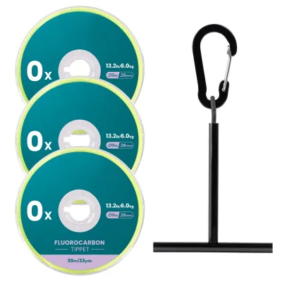 0X-7X Fluorocarbon Fly Fishing Tippet Combos with Customized Logo for River and Lake Fishing Featuring Tippet Holder