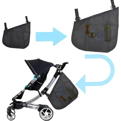 Adjustable Portable Storage Bag for Baby Stroller Fashionable Hanging Mesh Bag for Convenient Baby Gear Organization