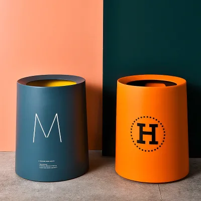 8L/12L Nordic Creative Wastebasket - Double-Layer Round Design, Ideal for Office and Home Use