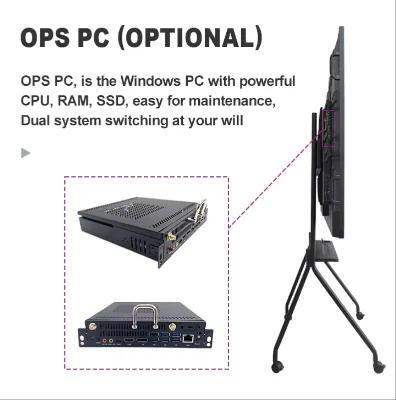 High Performance OPS Module Interactive Flat Panel Motherboard 4K Display Type C Windows 10/11 Stock for Education Conference