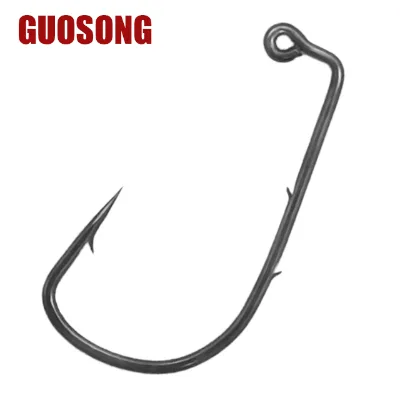 High Carbon Steel Forged Metal Jig Hook Straight Worm Carp Fishing Barbed Rustproof for Sea Fishing Targeting Saltwater
