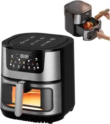Modern Electric Square Household Kitchen Stainless Steel 5L Capacity Customized Touch Screen Smart Air Fryer