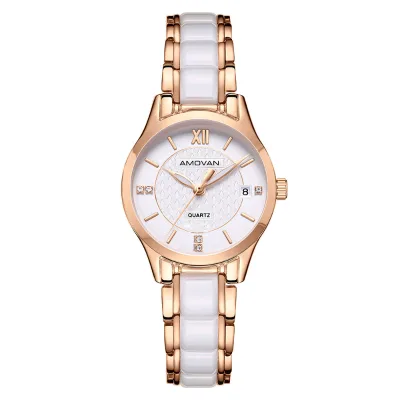 Luxury Design Fashion Lady Watch Stainless Steel Case Ceramic Watch Strap Latest Glass Dial SEIKO Movement OEM Order Accepted