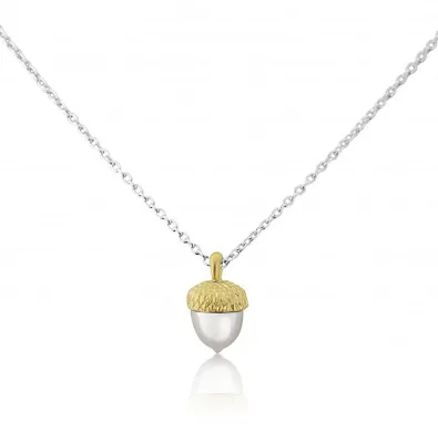 Acorn Necklace Sterling Silver Small Double Color Acorn Charm Necklace
