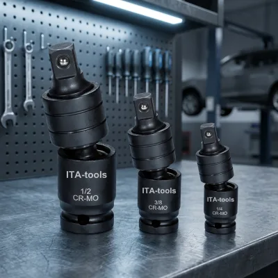 CR-MO Industrial Grade Impact Universal Joint Black Phosphate Manganese Finish ITA Tools Brand 3/8 Drive Sizes 3-Way OEM