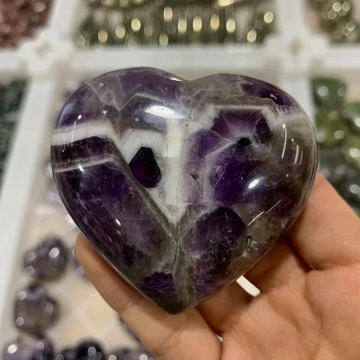 Wholesales Natural Healing Quartz Crystal Heart High Quality Dream Amethyst Heart