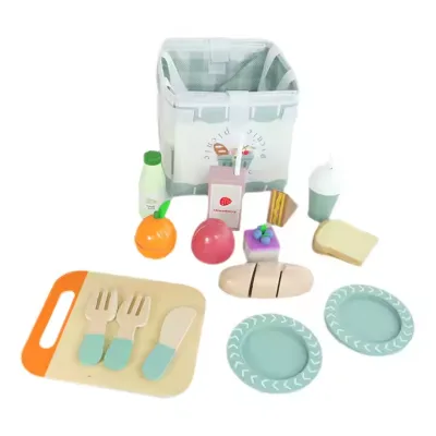 Elisyia New Design Creative Picnic Group Has Cake Kitchen Wood Toys Set for Kids Toddler Boys Girls Zhejiang Manufacturer Direct