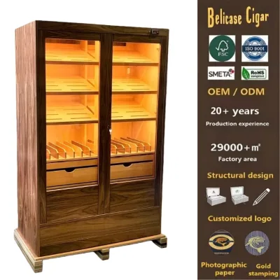 Supplier Large Cigar Humidor Cabinet Custom Smoke Shop Case Humidor Furniture for Cigar Room