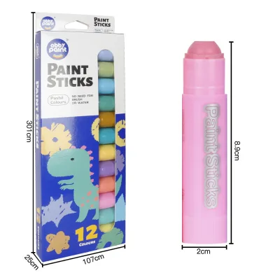 Quick Dry Macaron Solid Gouache Paint Sticks 12 Colors Soft Blend High Coverage Children Drawing Stick