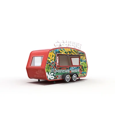 Christmas Theme Mobile Food Cart Graffiti Design Food Trailer Customizable Coffee, Tea, Desserts & Drinks Shops