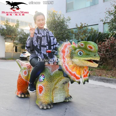 Cute Cartoon & Dinosaur Ride Model Outdoor Kid's Amusement Park Attractions for Garden Remote Control Resin Material