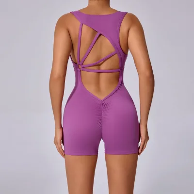 Gym Fitness Bodysuits Custom logo Women Activewear Sports Jumpsuit Women Elegant Workout Ladies Jumpsuits