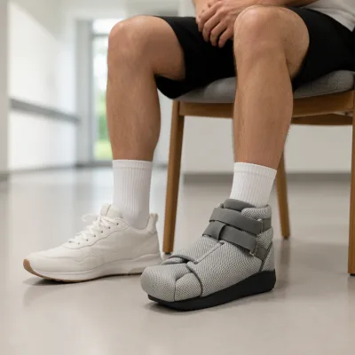 Advanced High-Ankle Support Walking Boot - Enclosed Square Toe Post-Op Shoe with Removable Shield