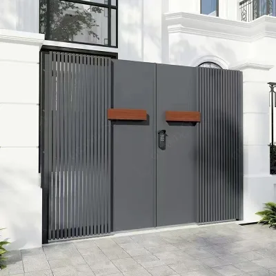 Chinese Classical Hollow Lattice Top Vertical Slat Villa Driveway Gate Traditional Lattice Top Driveway Gate Villa Entrance Gate