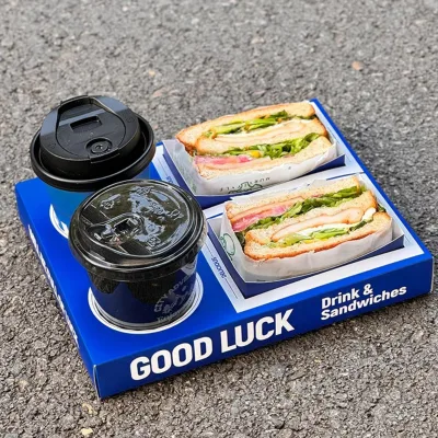 Customized Pulp Biodegradable Hamburger Disposable Lunch Cake Box Dessert Packaging Box Sandwich Box Commercial