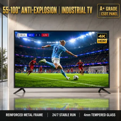 55-100" Anti-explosion Smart TV 4K | Industrial Commercial Display | CSOT A+ Panel | 24/7 Reliable Metal Frame