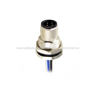 Male front lock screw panel waterproof connector with wire m12 4pins d code ip67 ip68