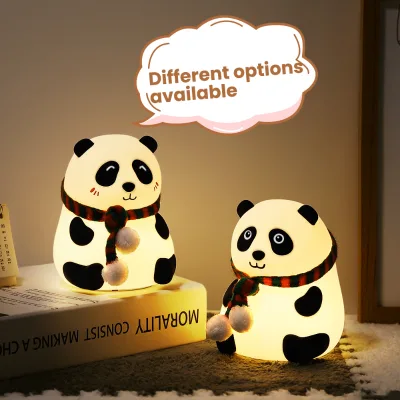 Cute Led Panda Night Light Silicone Built-in Battery Lamp Children's Nursery for Kids Baby