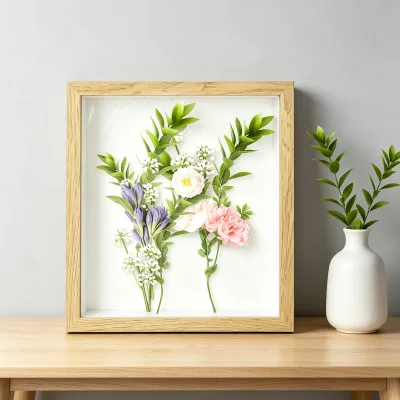 Elegant Modern Home Decor Floral 3d Shadow Box Frame for Dried Flowers and Interior Tabletop Decoration
