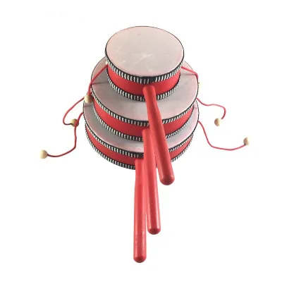 Orff  Rattle Double Sided Drum Children's Hand Drum Kindergarten Early Education 6 Inch Tambourine