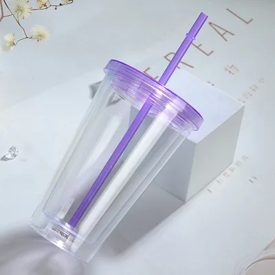 16 Oz LED Light-Up Flashing Insulated Travel Drink Cup/Tumbler with Straw and Screw-On Lid with Multi Color Light