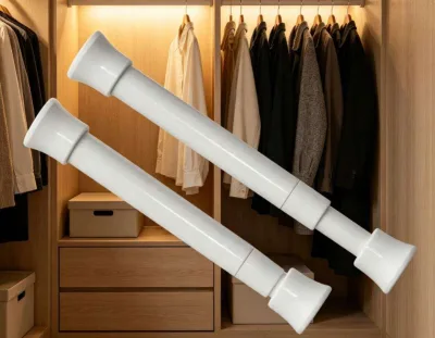 Non-slip Black Tension Curtain Rod for Windows with Tension Rod 28 to 48 Inch Small Adjustable Curtain Rod Shower Curtain Rod