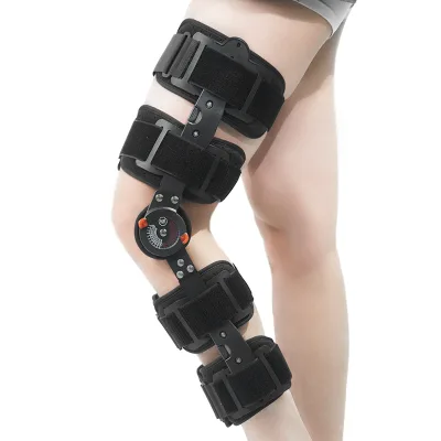 Medical ROM Hinged Knee Brace Adjustable Telescopic Post-Op Leg Support for ACL MCL Meniscus Tear Recovery Immobilizer