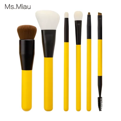 Premium Vegan Professional Makeup Brushes 6pcs Flat Flat Brushes for Face Eyeshadow Eyebrow Pencil Mascara-OEM/ODM Compatible