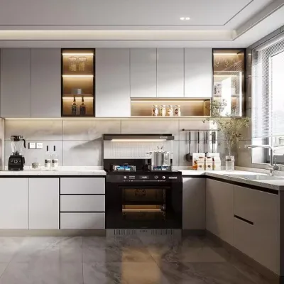 Solid Wood Kitchen Cupboard Custom Pantry Cabinet Modern Storage Design OEM ODM Free CAD 3D Design Eco-Friendly Multi-Functional