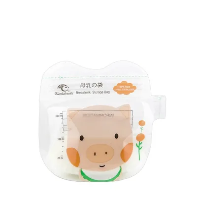 2022 New Design Stand up Design 220 ml PET Breast Milk Storage Bags Customized Logo Printing Transparent Baby Milk Storage Bag