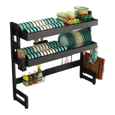 High Quality Custom Multi Functional Kitchen Sink Shelf Double Layer Retractable Drainage Rack Kitchen Sink Storage Rack