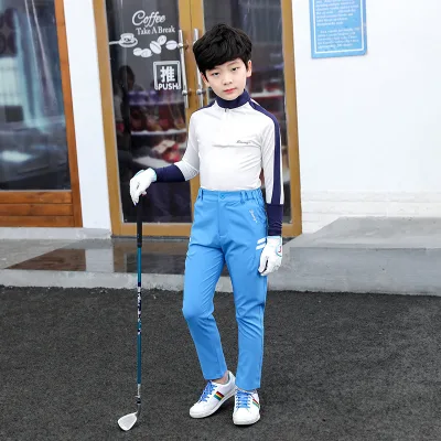 High-End Light Luxury Autumn Korean Style Chin Guard Fabric Sleeve Color-Blocked Children's Half-Collar Golf Long Sleeve Top