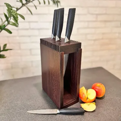 Wooden Knife Stand for Kitchen Durable Knife Storage Block Chef Knives Set Wood Storage Rack