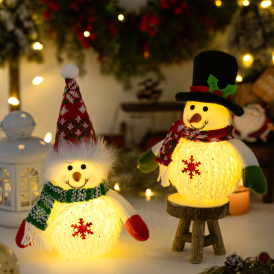 LED Light Xmas Ornaments Snowman Decorations Christmas Dolls for Christmas Home New Year Holiday Decoration
