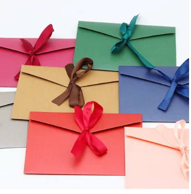 Creative Ribbon Envelope Vintage Creative Color Thickened Large Bow Bead Paper Special Paper Envelope